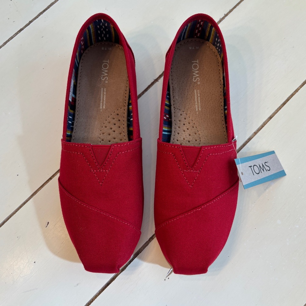 Toms Canvas Alpargata Classic Shoes Women’s Size 6.5 Red Slip On NEW - Picture 7 of 7